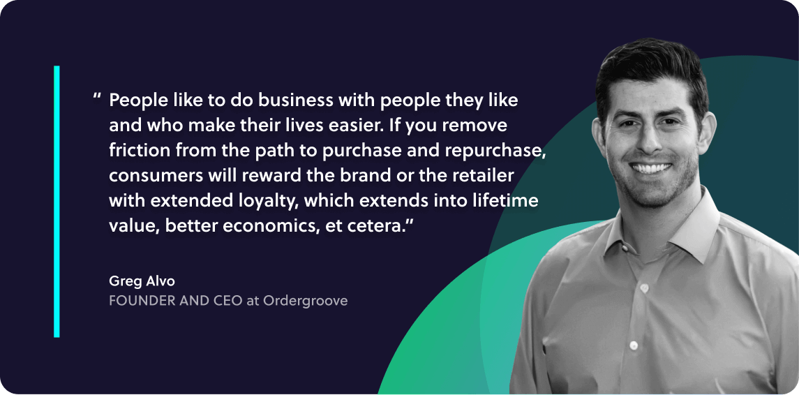 Ordergroove CEO quote about how composable commerce benefits subscription brands